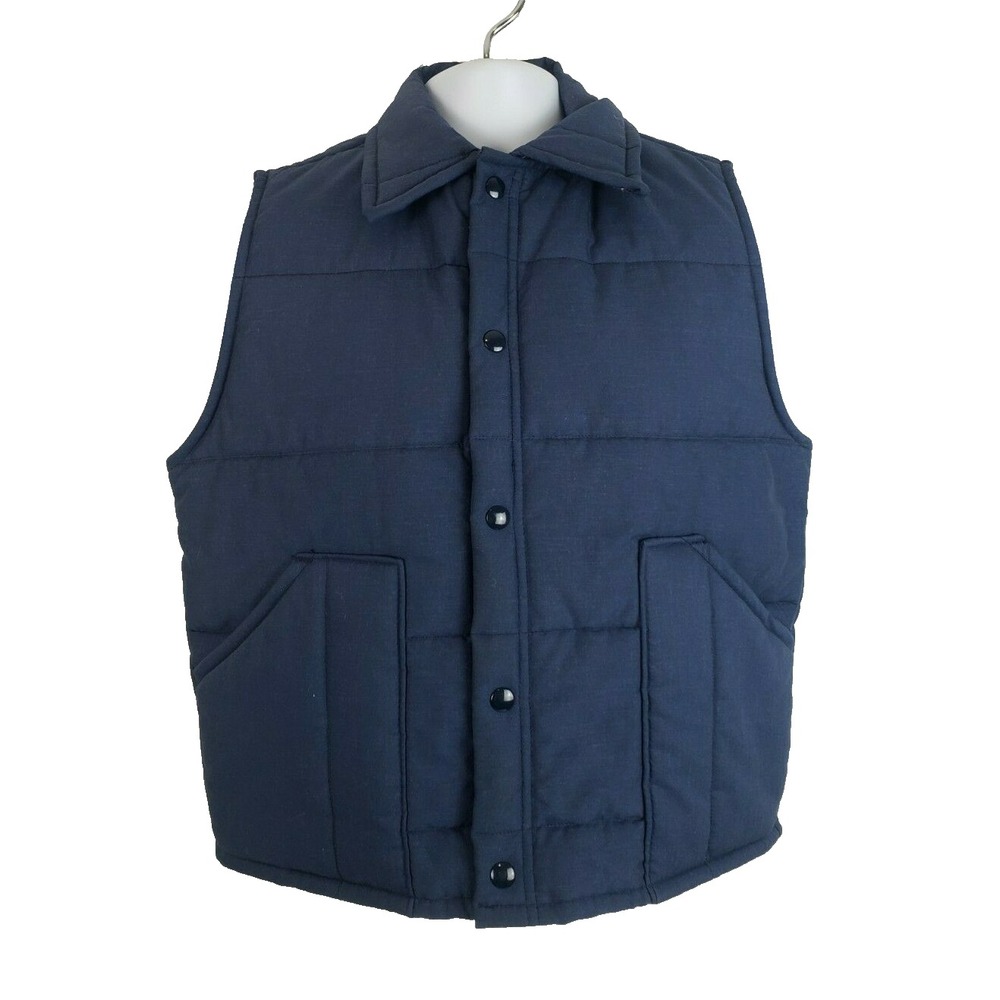 Vintage Big Smith Men's Medium Blue Snap Button Vest Made in USA‎